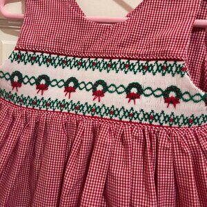 Christmas Wreath Smocked Dress